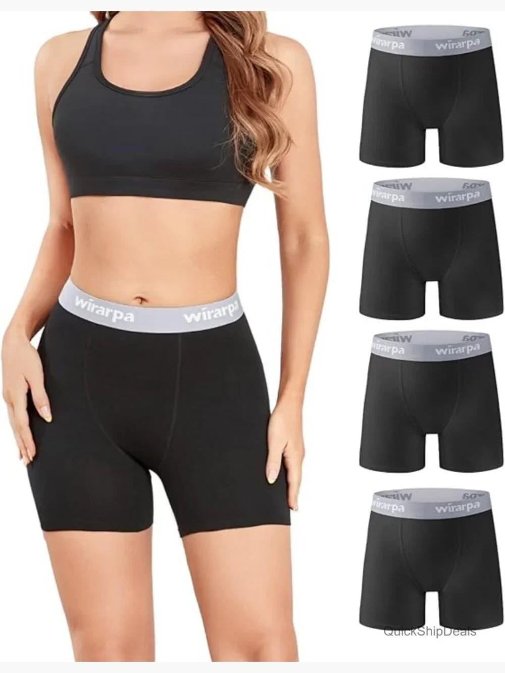 Women's Cotton Boxer Briefs Anti Chafing 5.5" Inseam 4 Pack - Picture 1 of 7